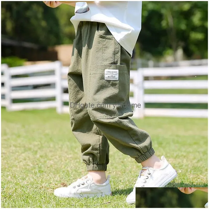 Trousers Casual Pants Baby Boys Loose Harem Toddler Cargo Cotton And Linen Child Sweatpants Pantalones Informales Teenager Kids Drop Dhpvq