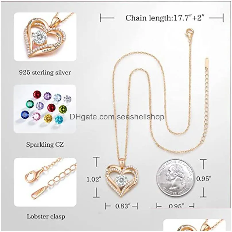 Pendant Necklaces Bk Price 925 Sterling Sier Necklace Female Rose Gold 12Th Birthstone Birthday Gift Drop Delivery Jewelry Pendants Dhzid