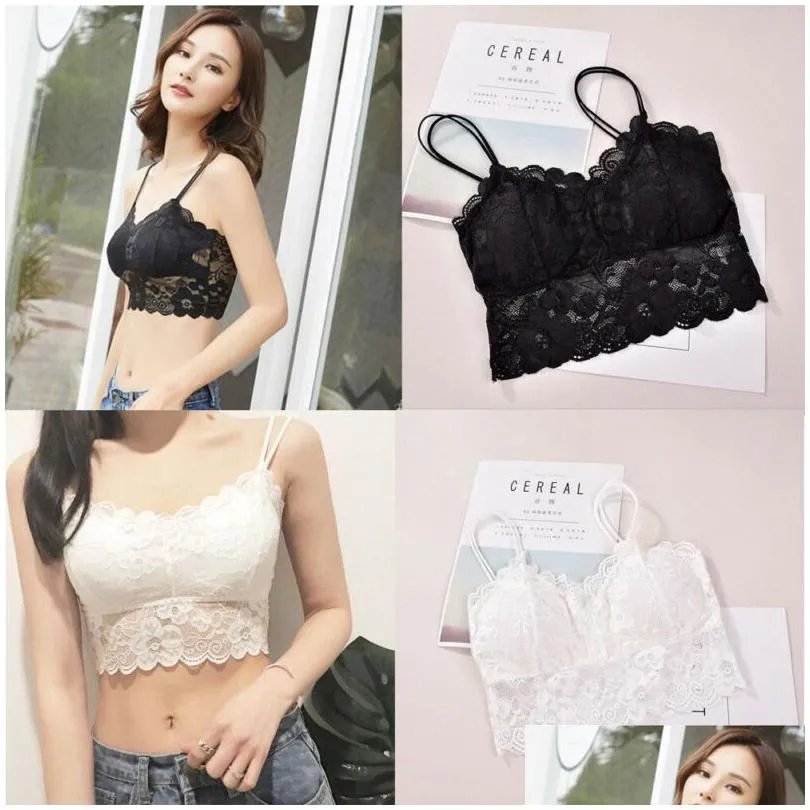 Sexy Women039s Lace Vest Crochet Tank Tops Strapless Bralette Bra Cami Crop Top Girls Students Breathable Underwear Sling Tank18219517