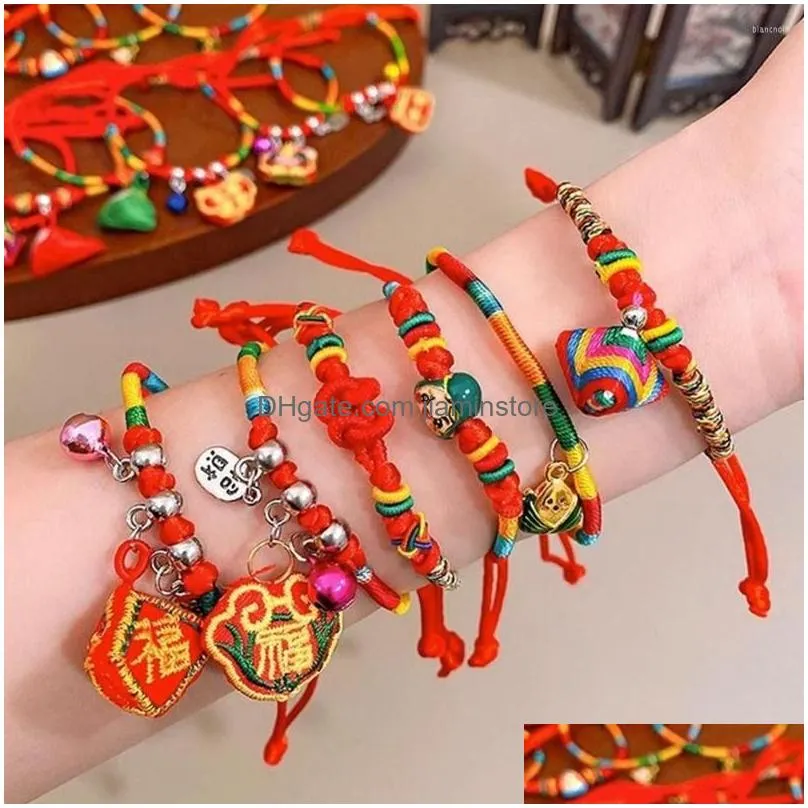 Chain Link Bracelets Chinese Style Colorf Rope Braid Bracelet Dragon Boat Festival Lovely Small Zongzi Children Hand Drop Delivery Je Dh9F6