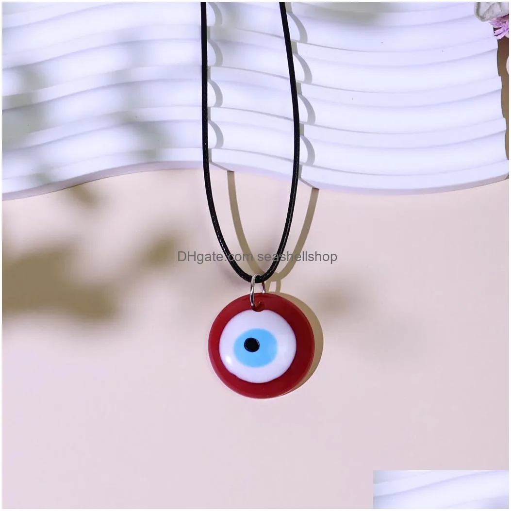 Pendant Necklaces In Bk Turkish Ethnic Style Devils Eye Necklace Mticolor 3Cm Resin Round Blue Jewelry For Men Drop Delivery Pendants Dhruj