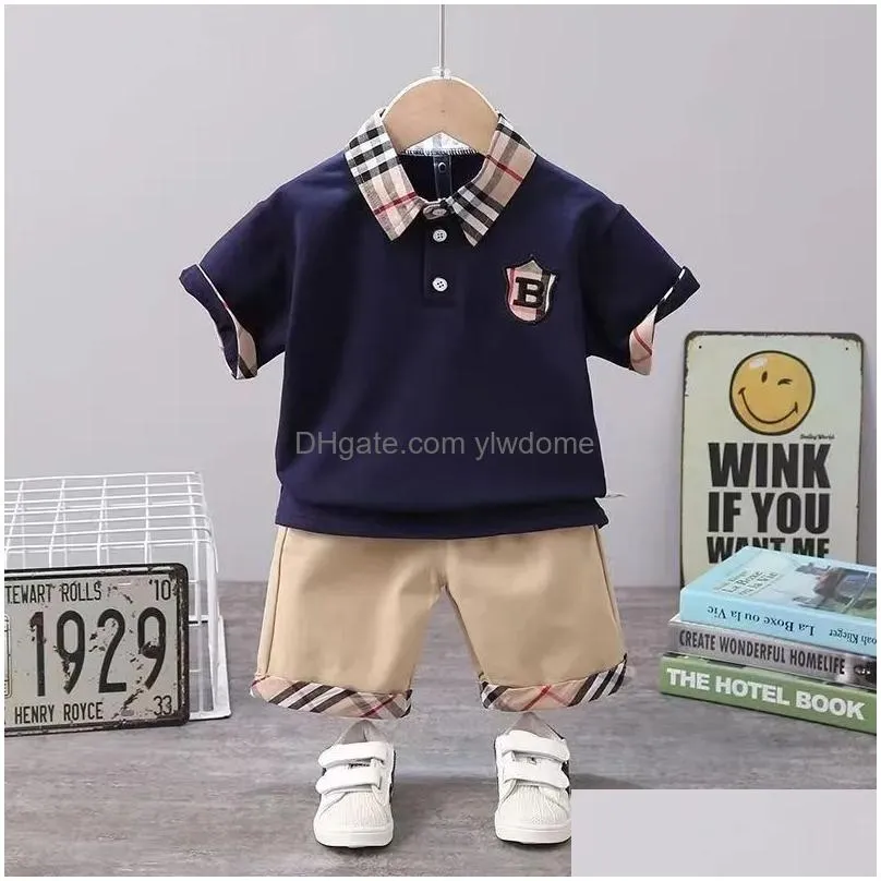 Clothing Sets Baby Boy Designer Clothes Set T-Shirt Shorts Toddler Casual Kids Tracksuit Children Boys Cartoon 2Pcs/Set Drop Delivery Dhvht