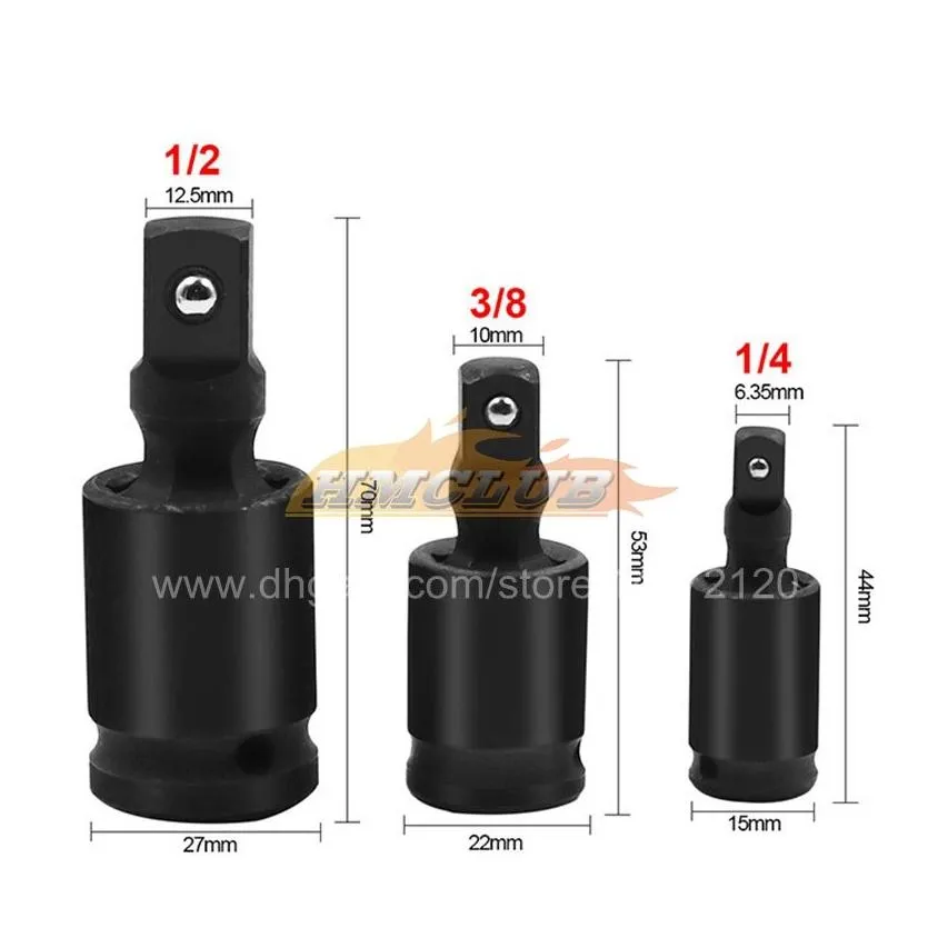 Hand Tools 360 Degree Swivel Knuckle Joint Air Impact Wobble Socket Adapter Hand Tool 1/2 3/8 1/4 1186HMCLUB