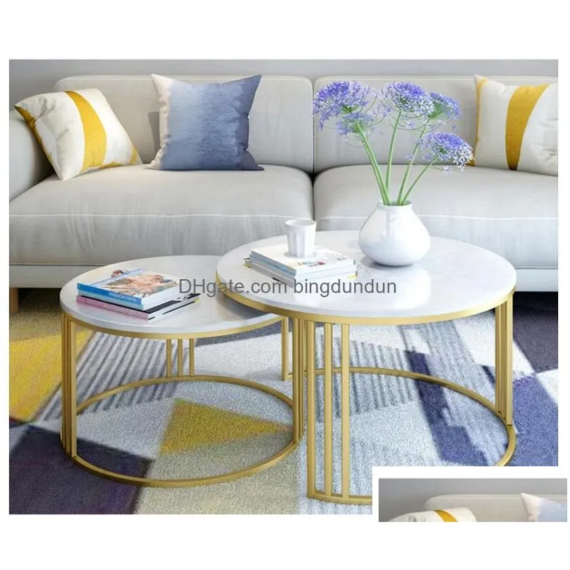 Living Room Furniture Marble Tea Table Round Modern Simple Creative Teas Hine Tables Drop Delivery Home Garden Dhesw