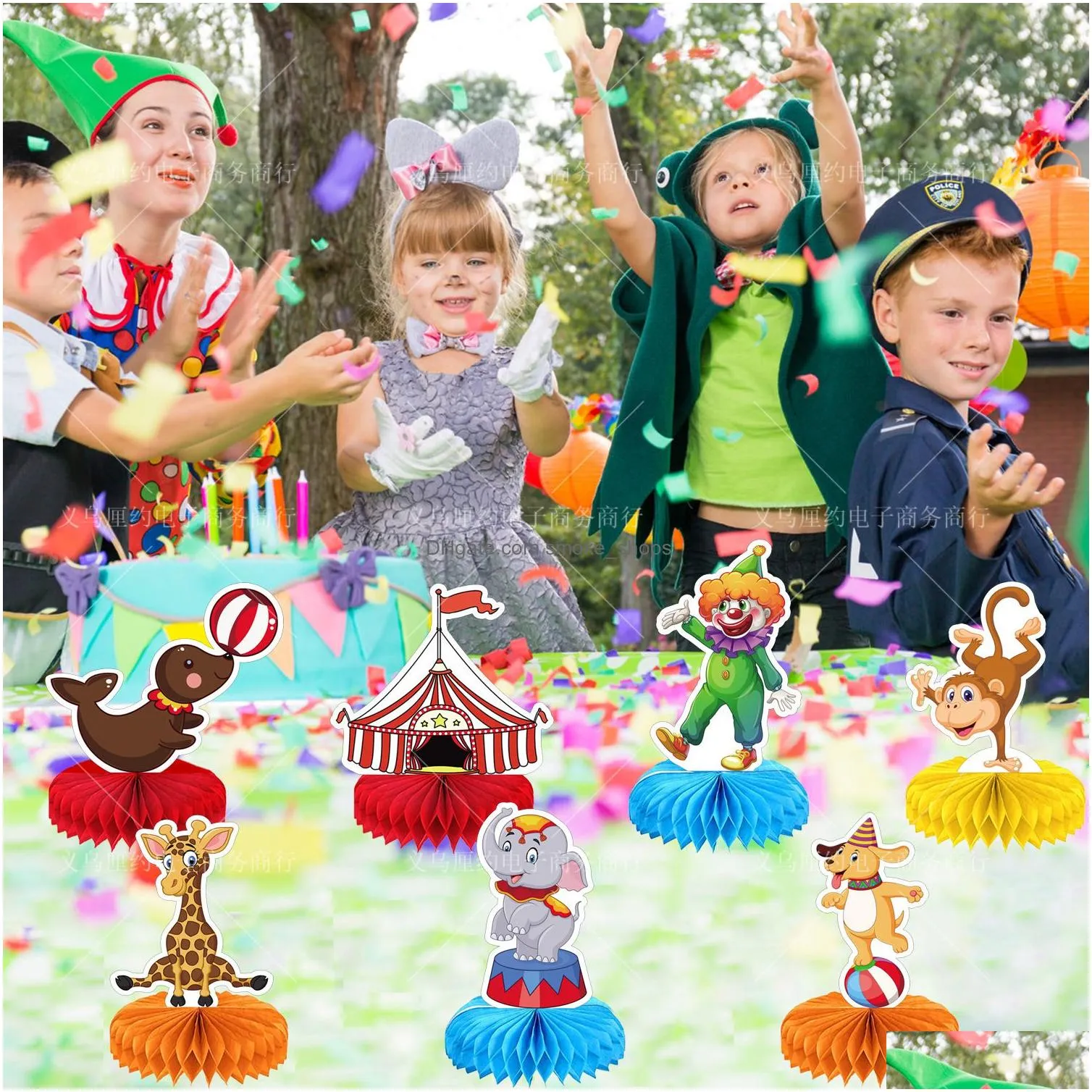 other event party supplies 7pcs carnival circus honeycomb centerpiece amusement park honeycomb ball diy kids birthday party table ornament booth props