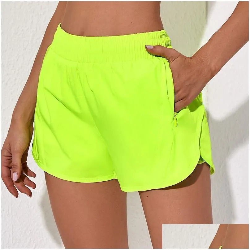 luluemon shorts lu-0160 womens yoga outfit high waisted shorts fitness clothing girls running stretch zip pockets pants lined drawstring size
