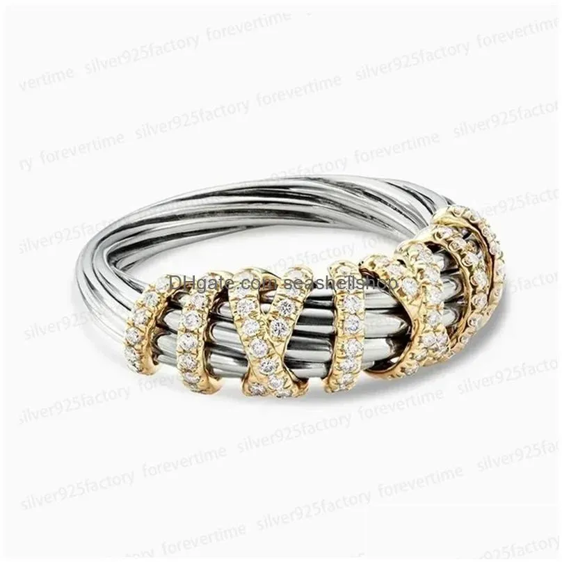 Band Rings Dy For Women Classic Fashion Personality Distorted Cross Ring Retro Punk Designer Jewelry Engagement Gift With Box Drop De Dhjyh