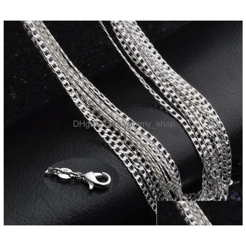 925 sterling silver necklace genuine chain solid jewelry for women 16-30 inches fashion curbwith lobster clasps gd128