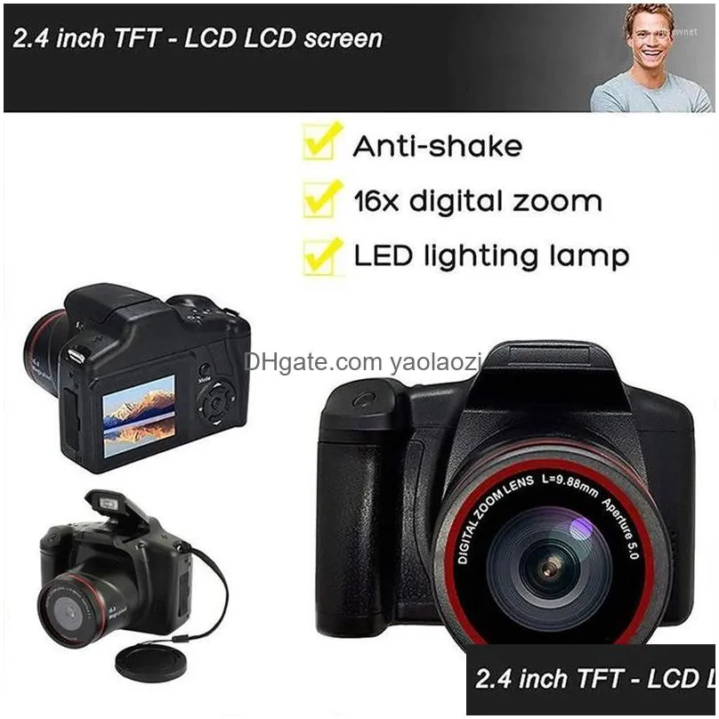 Digital Cameras Portable Travel Vlog Camera Pography 16X Zoom 1080P Hd Slr Anti-Shake Po For Live Stream Drop Delivery P O Dhzb7