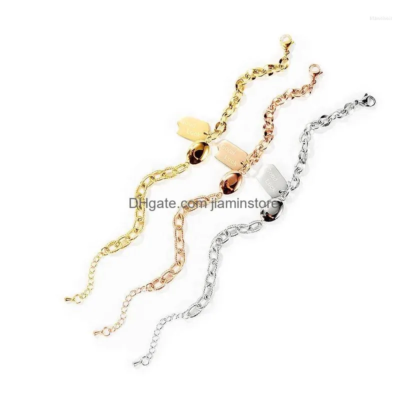 Chain Link Bracelets Classic Stainless Steel Good Luck Charm Bracelet For Women Elegent Adjustable Mother Daughter Jewelry Drop Deliv Dhdwe