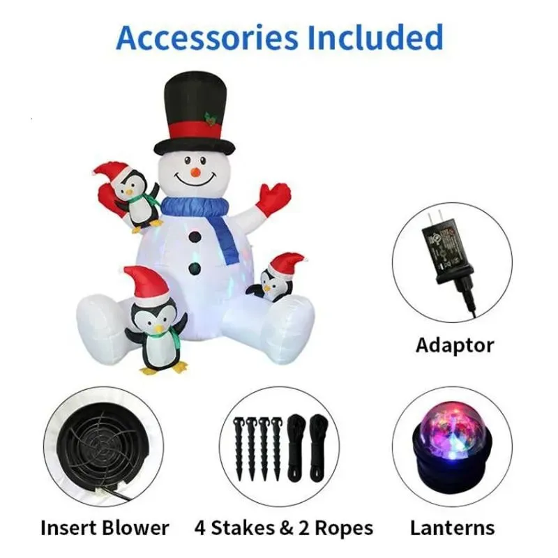 Christmas Decorations Christmas Inflatable Snowman Stacked Arhat with LED Lights Outdoor Party Christmas Decoration for Home Garden Yard Props
