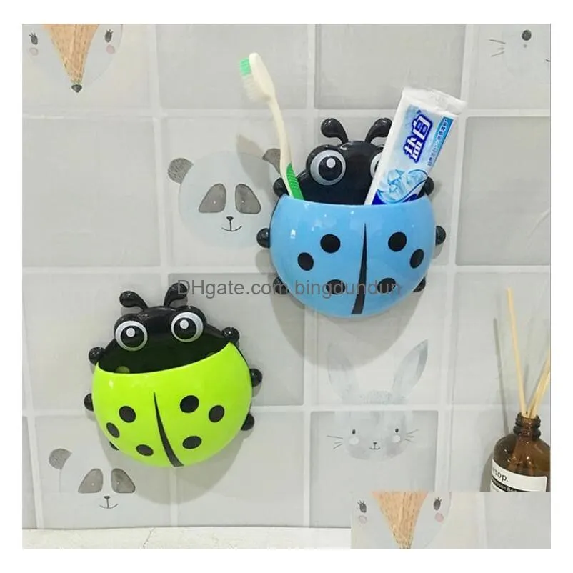 Toothbrush Holders Tootaste Ladybug Holder Toiletries Bathroom Sets Suction Hooks Tooth Brush Container Ladybird On Sale Drop Delivery Dhq7C