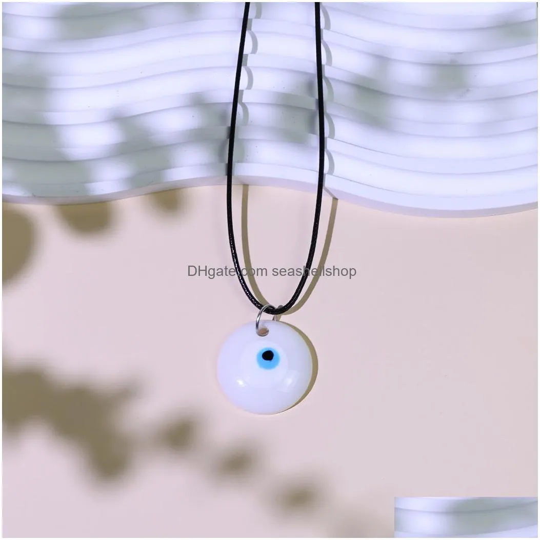 Pendant Necklaces In Bk Turkish Ethnic Style Devils Eye Necklace Mticolor 3Cm Resin Round Blue Jewelry For Men Drop Delivery Pendants Dhruj