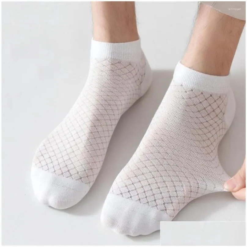 Men`s Socks 5 Pairs Summer Spring High Quality Ankle Men Cotton Thin Sweat-absorbing Mesh Short Tube Odor Resistant Calcetines
