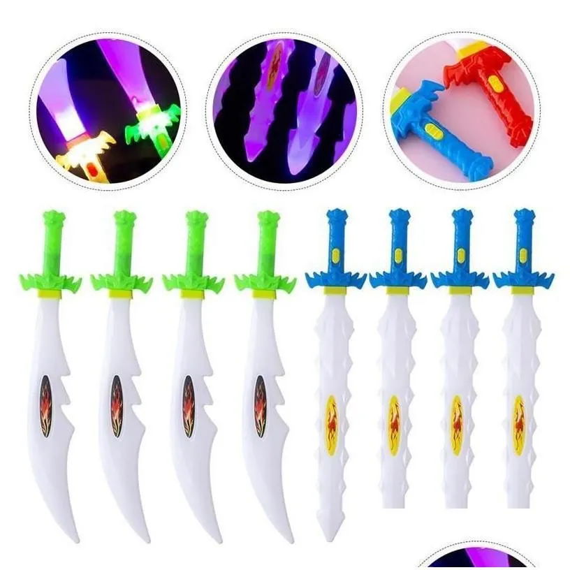 Led Swords/Guns 8 Pcs Luminous Swords Toys Kids Light Up Flashing Wands Sticks Party Plaything Prop Cosplay Boy Toy Outdoor Fun Drop