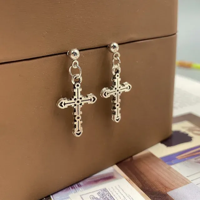 Fashion Cross Pendant Cartilage Drop Dangle Earrings Punk Jewelry For Cool Women Girl Friendship Gifts