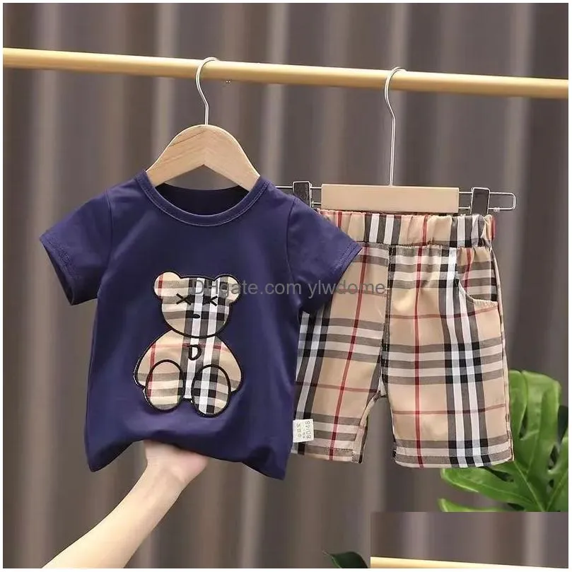 Clothing Sets Baby Boy Designer Clothes Set T-Shirt Shorts Toddler Casual Kids Tracksuit Children Boys Cartoon 2Pcs/Set Drop Delivery Dhvht