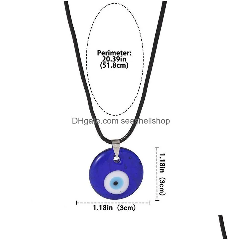 Pendant Necklaces Creative Turkish Evil Blue Eye For Men Women Love Heart Rope Chain Glass Glazed Necklace Jewelry Gift Drop Delivery Dh9Zx