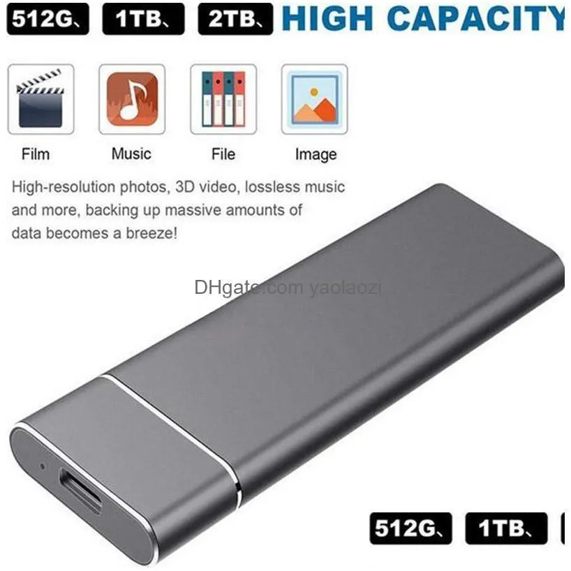 External Hard Drives High-Speed Type-C Ssd Usb3.1 4Tb 8Tb 16Tb Interface Portable Solid State Drive 2Tb 1Tb 500Gb Usb 3.1 Mini Mobil Dhpmy