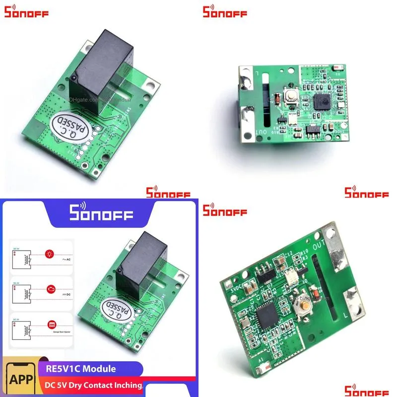 Other Building Supplies Sonoff Re5V1C Dc 5V Wi-Fi Dry Contact Relay Mode Inching/Selflock Switch Remote Control Work Via Ewelink Drop Dhybq