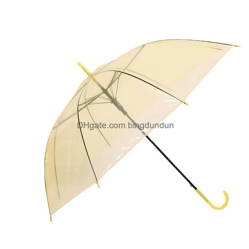 Umbrellas Transparent Clear Pvc See Through Long Handle Party Wedding Travel Dating Events J Hook Stick Umbrella Hw0063 Drop Delivery Dhnx4