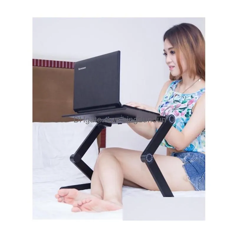 Bedroom Furniture Homdox Computer Desk Portable Adjustable Foldable Laptop Notebook Lap Pc Folding Desks Table Vented Stand Bed Tray D Dhe58