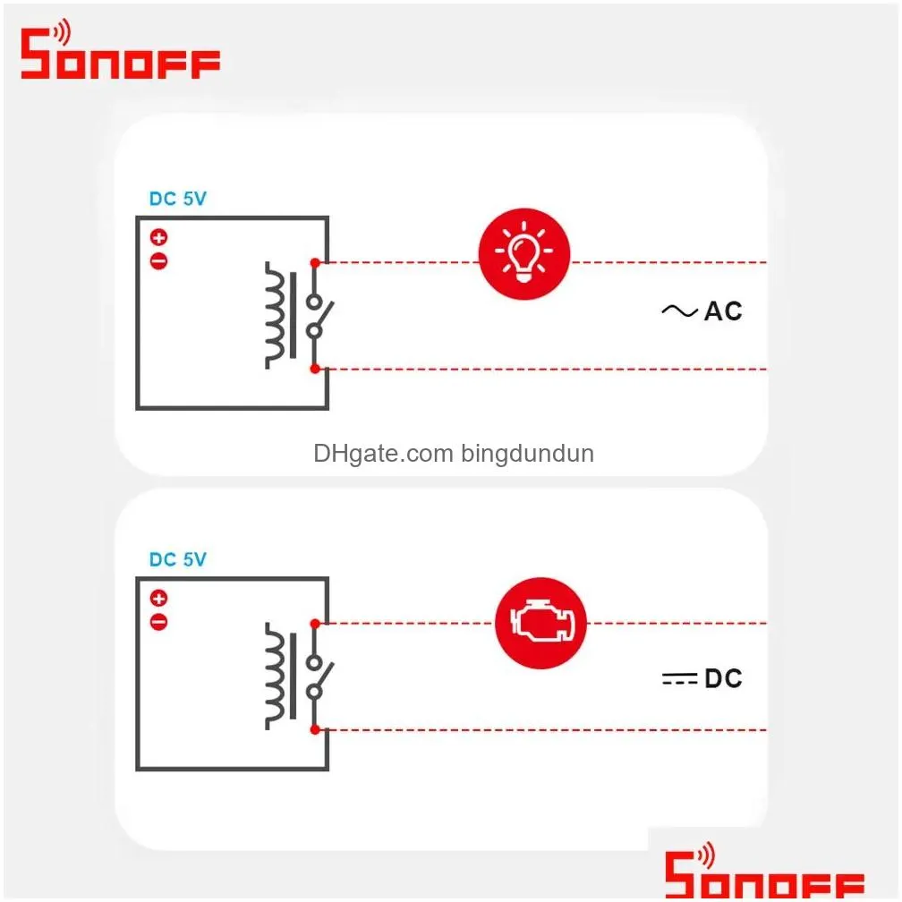 Other Building Supplies Sonoff Re5V1C Dc 5V Wi-Fi Dry Contact Relay Mode Inching/Selflock Switch Remote Control Work Via Ewelink Drop Dhybq