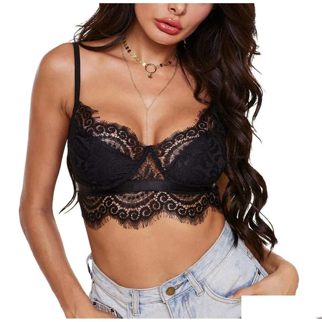 Women Sexy Lace Bralette Lingerie Adjustable Straps Underwire Bras Summer Crop Tops Camisoles Tank Top Bandeau Underwear