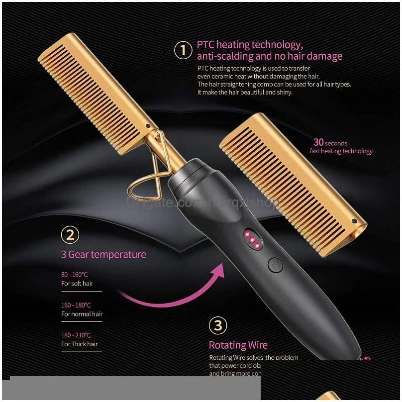 Hair Straighteners 2 In 1 Heating Comb Straightener Flat Irons Straightening Brush Styler Corrugation Curling Iron Curler 221203 Drop Dhlwf