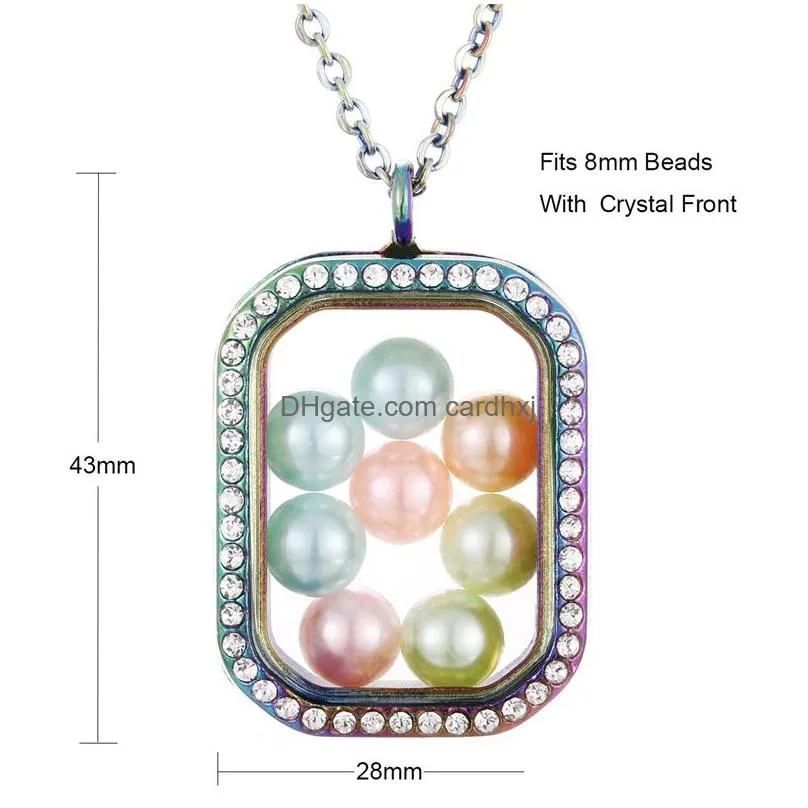 Lockets Magnetic Open Rainbow Pearl Cage Pendant Necklaces For Women Crystal Beads Glass Floating Locket Charm Chains Fashion Jewelry Dhpxb