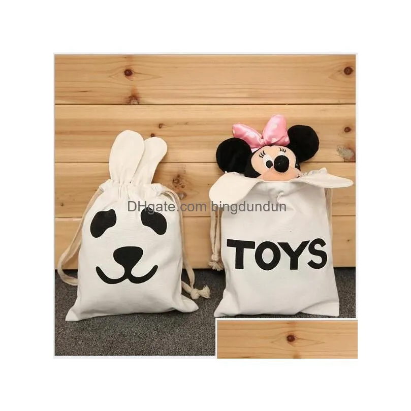 Storage Bags Mini Backpack Slee Bear Ears Cotton Canvas Bundle Holder Bag Childrens Toy Drop Delivery Home Garden Housekeeping Organiz Dhlfi