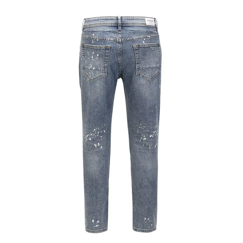 High Street Hole Jeans Mens Washed Destroy Oversize Casual Pencil Pants Retro Straight Loose Baggy Denim Trousers