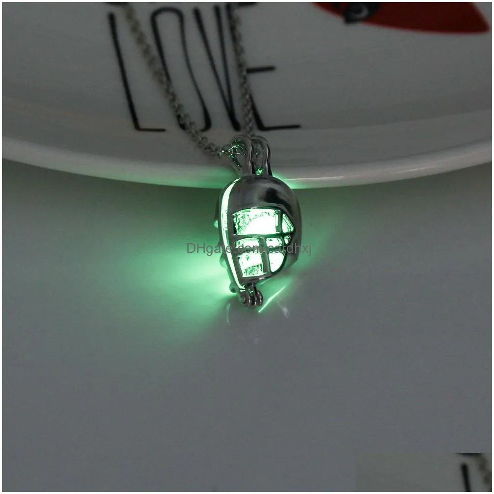 Pendant Necklaces Glow In The Dark American Football Helmet For Women Luminous Beads Locket Chains Fashion Sports Jewelry Gift Drop De Dhtpr