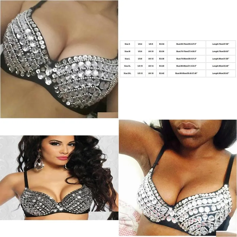 Sexy Bras Women Party New Allover Spike Rivet Metallic Punk Dance Push Up Bra Nightclub Costumes Bras Bralette Encaje 2021