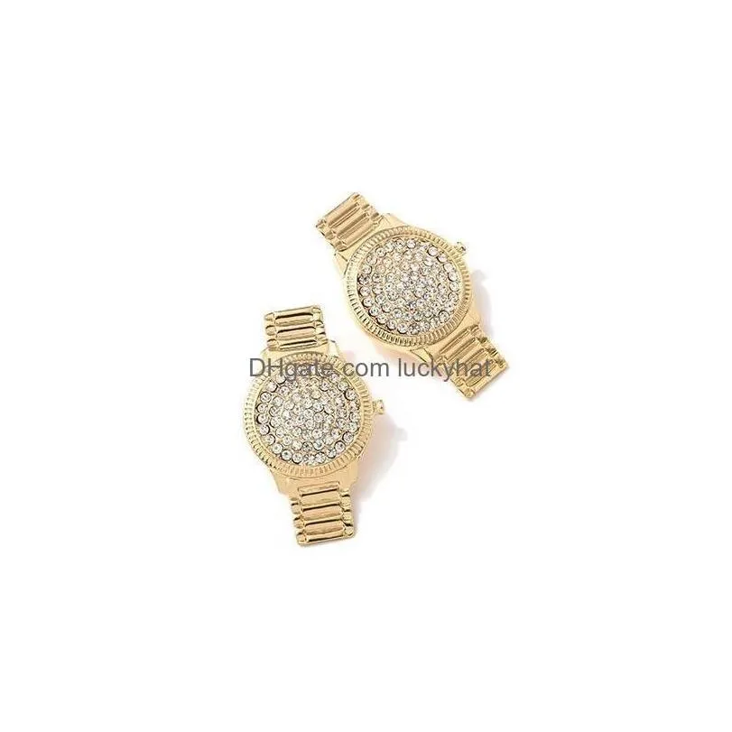 Stud Fashion Jewelry S925 Sier Post Earrings Rhinstone Watch Shape Earring Drop Delivery Dhwa6