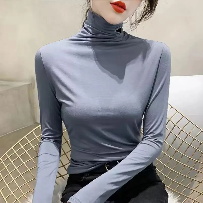 Woman Shirts Designer Hoodie Blouses High Necks Long Sleeves Sweatshirt Spring Autumn Outwears For Lady Female Slim Style With Budge Neck Tees Tops
