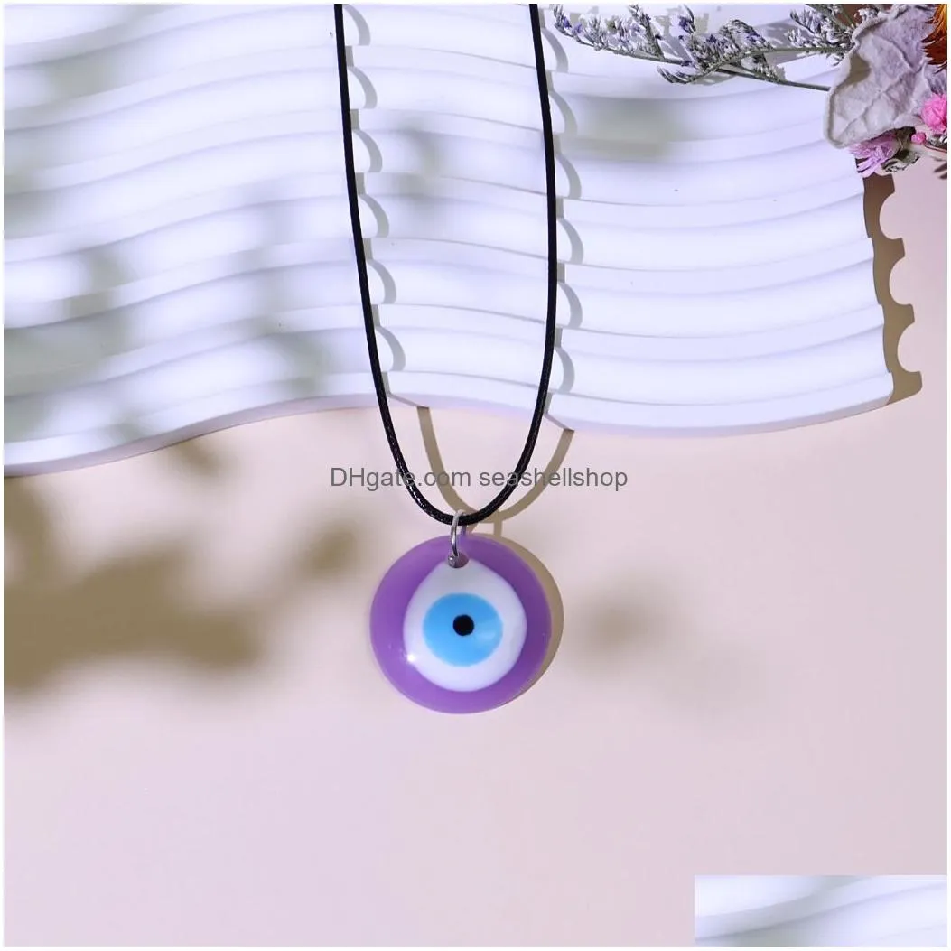 Pendant Necklaces In Bk Turkish Ethnic Style Devils Eye Necklace Mticolor 3Cm Resin Round Blue Jewelry For Men Drop Delivery Pendants Dhruj