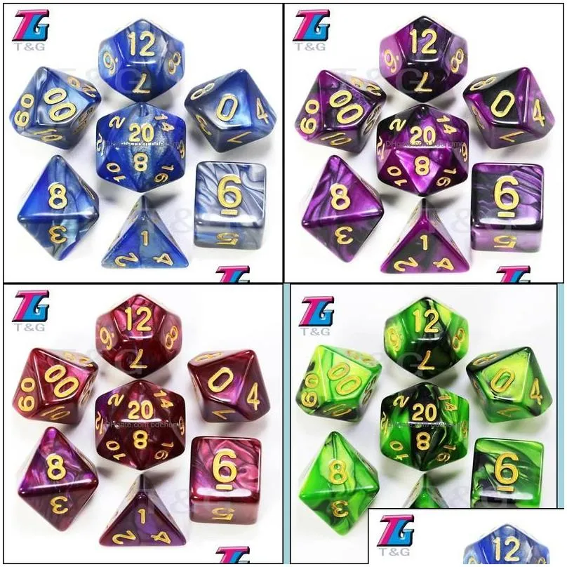 Gambing Leisure Sports Games Outdoors Mixed Color Dice Set D4-D20 Dungeons And Dargon Rpg Mtg Board Game 7Pcs/Set Drop Delivery 2021