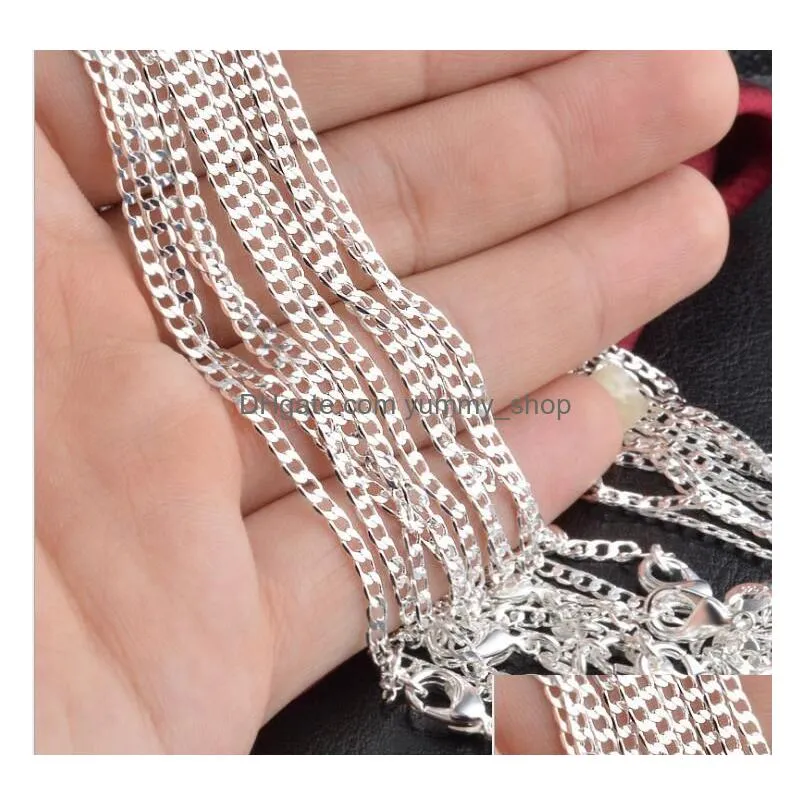 925 sterling silver necklace genuine chain solid jewelry for women 16-30 inches fashion curbwith lobster clasps gd128