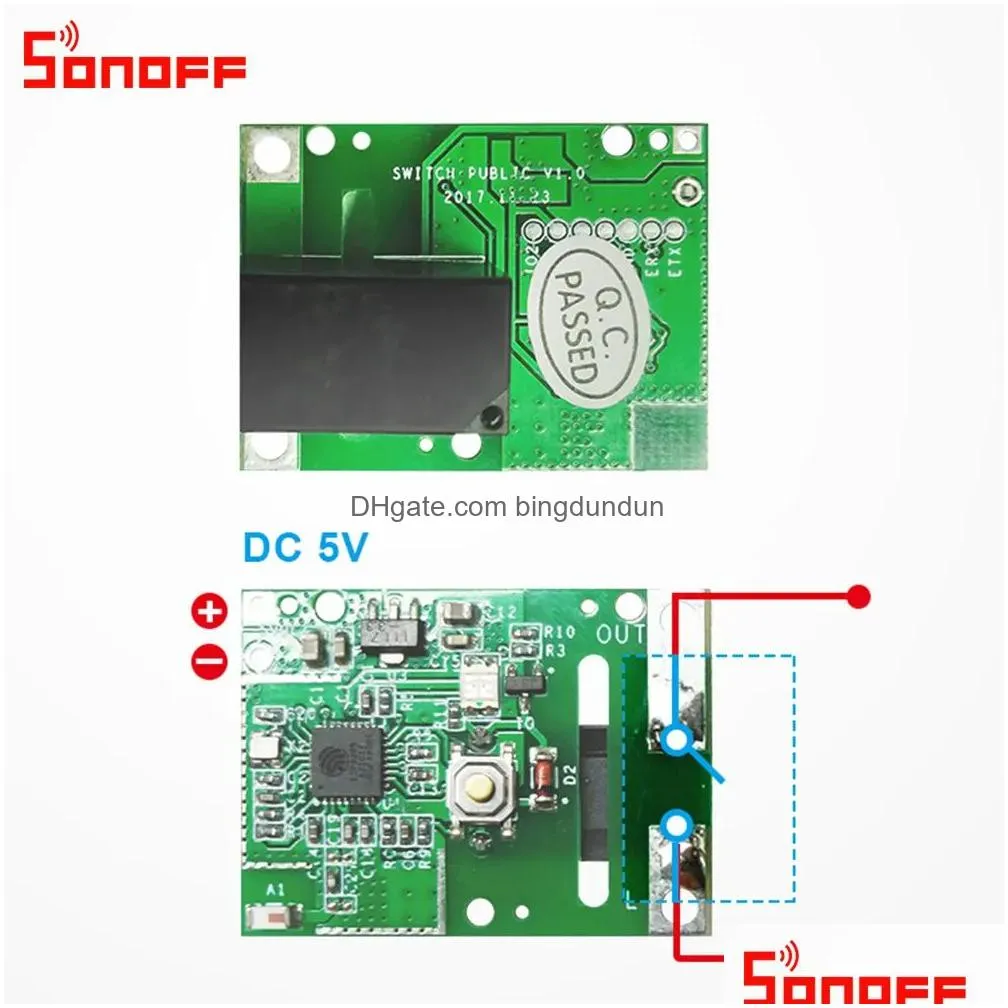 Other Building Supplies Sonoff Re5V1C Dc 5V Wi-Fi Dry Contact Relay Mode Inching/Selflock Switch Remote Control Work Via Ewelink Drop Dhybq