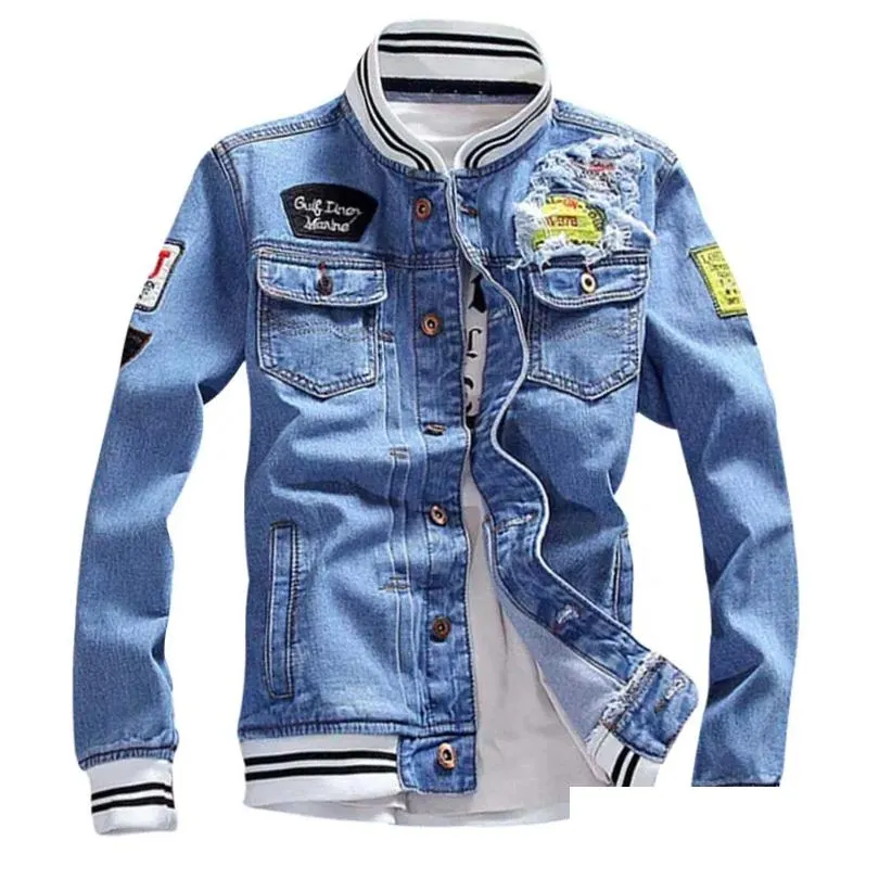 Men`s Jackets 2021 Autumn Demin Jacket Patch Designs Fashion Men Winter Denim Streetwear Jeans