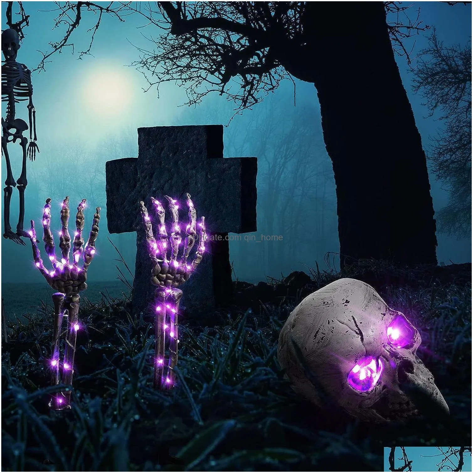 party masks halloween led skeleton stake decoration creepy skeletons with lights groundbreaker yard graveyard decor realistic scary skull