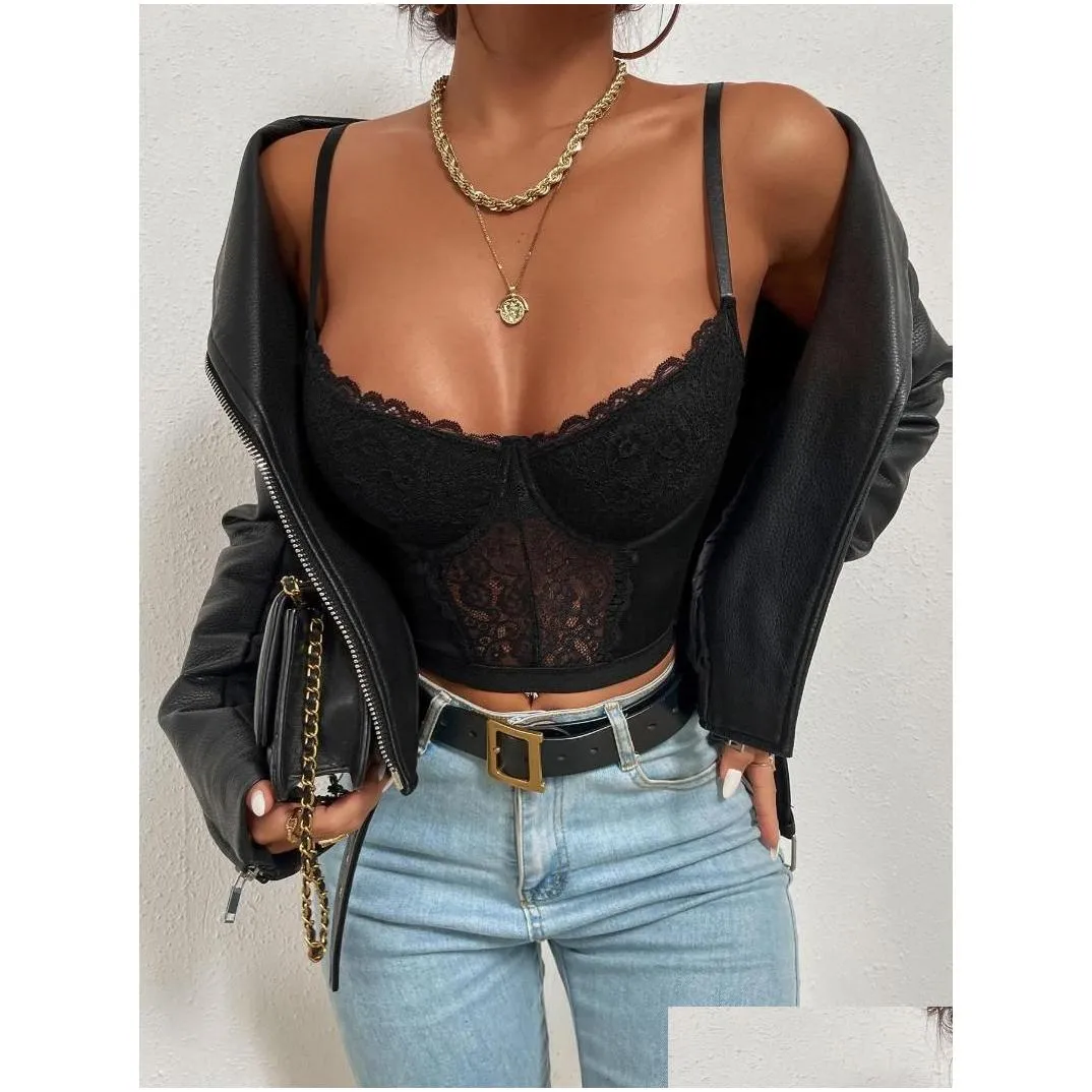 Camisoles & Tanks Summer Floral Embroidery Lace Bralette Bustiers Tank Tops