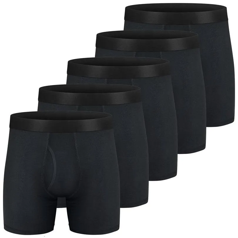 Underpants 5 Pack Mens Boxer Briefs Cotton Underwear 6 No Ride Up Regular Stretch Elastic Wide Band Boxer Briefs 230317