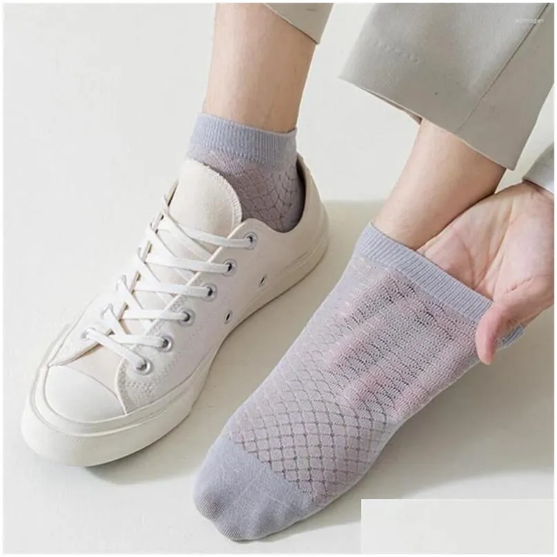 Men`s Socks 5 Pairs Summer Spring High Quality Ankle Men Cotton Thin Sweat-absorbing Mesh Short Tube Odor Resistant Calcetines