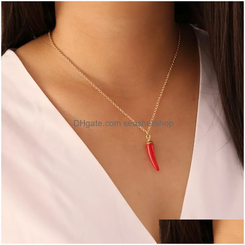 Pendant Necklaces Womens Fashion Necklace Jewelry Love Red Pepper Lip Female Creative Chain Rope Accessories Gift Lady Drop Delivery P Dhfqx