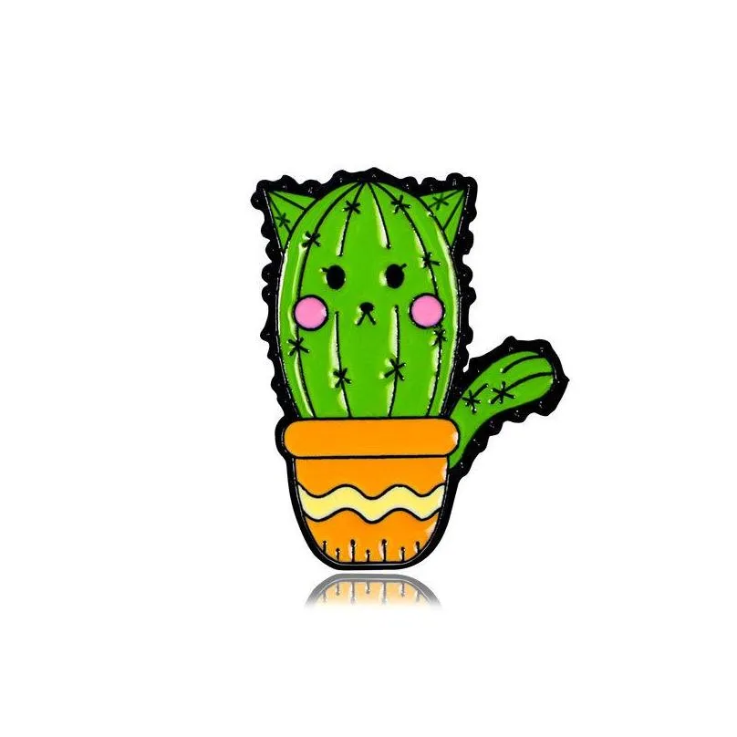 Pins, Brooches Pin For Women Kids Backpack Crafts Dress Decor Metal Cactus Cartoon Funny Fashion Jewelry Wholesale Brooch Pins Drop D Dhuf3
