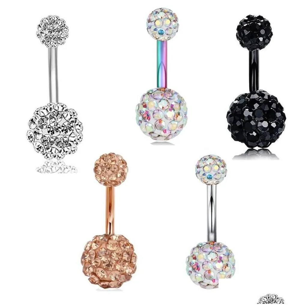 Navel Bell Button Rings 14G Women Stainless Steel Cz Sexy Belly Bar Barbell Piercing Ring Tragus Body Jewelry 50Pcs7412914 Drop Del