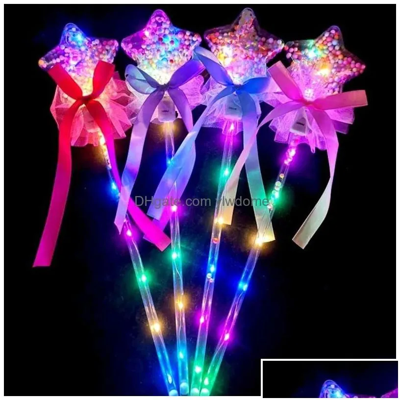 Led Light Sticks 1Pc Kids Colorf Glowing Flashing Heart Star Butterfly Girls Princess Fairy Wands Party Cosplay Props Up Toy Drop Deli