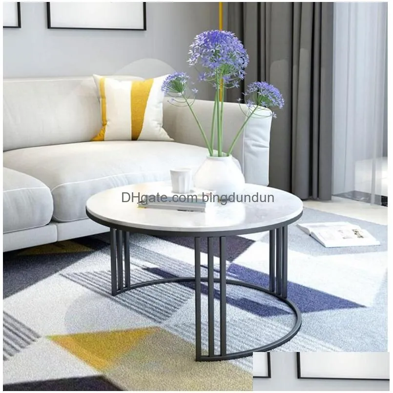 Living Room Furniture Marble Tea Table Round Modern Simple Creative Teas Hine Tables Drop Delivery Home Garden Dhesw